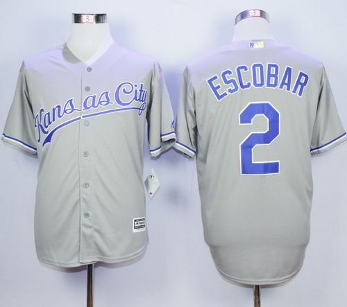 Royals #2 Alcides Escobar Grey New Cool Base Stitched MLB Jersey - Click Image to Close